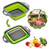 Escorredor De Silicone Dobrável Quadrado Retrátil Macarrão Legumes Verduras Frutas Massas