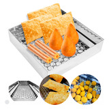 Escorredor Fritura Inox Bandeja 30x30x7cm Pastel Salgados