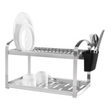 Escorredor Louça 16 Pratos Dois Andares Porta Talher Brinox