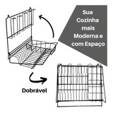 Escorredor Louça De Parede Dobrável Preto 10 Pratos 5 Copos