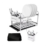 Escorredor Louca Inox 16 Prato Cozinha Porta Talher Bandeja Cor Prateado
