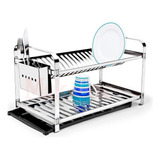 Escorredor Louca Inox 20 Pratos Cozinha Porta Talher Bandeja
