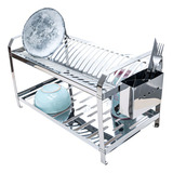 Escorredor Louca Inox 20 Pratos Cozinha Porta Talher Cor Prateado