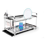 Escorredor Louca Inox Secador Porta Talher Bandeja 20 Pratos Cor Cinza