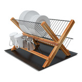Escorredor Moderno Dobravel Madeira Teca Com Bandeja