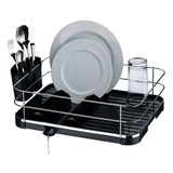 Escorredor Para Louças Pratos Porta Talher Bandeja Bancada Cor Preto