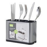 Escorredor Porta Talheres Pia Silver Inox Aço Inox 18x13x8cm