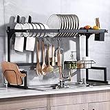 Escorredor Rack Preto Aço Inoxidável 85cm Organizador Louça