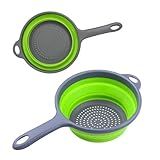 Escorredor Retrátil De Macarrão Silicone Com Cabo Cor Verde