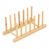 Escorredor Suporte De Bambu Display Porta 6 Pratos Cozinha