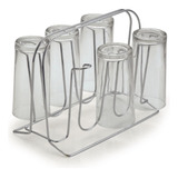 Escorredor Suporte Porta 6 Copos De Mesa E Pia Em Aço Inox