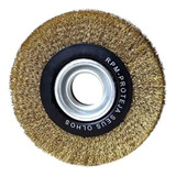 Escova Circular De Aço Latonado Para Esmeril 10x1