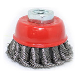 Escova Copo Aço Trançado 3 Polegada 75 Mm Rosca M14