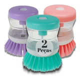 Escova D Limpeza Com Recipiente P Detergente Lava Louça Full