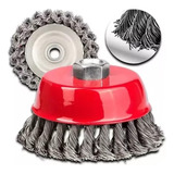 Escova De Aço Circular Tipo Copo Trançada 65mm Rosca M14 Mtx