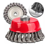 Escova De Aço Circular Tipo Copo Trançada 65mm Rosca M14 Mtx