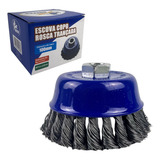 Escova De Aço Copo Trançada Rosca M14 100mm 4pol Guepar