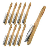 Escova De Aço Manual Cabo 3 Filas Kit 10 Peças Starfer