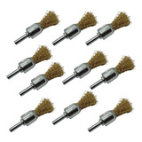 Escova De Aço Tipo Pincel 1 2 12 75mm Haste 6mm 10 Peças