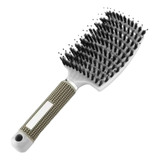 Escova De Cabelo Raquete Curva Vazada Cerdas Javali E Nylon