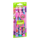Escova De Dente Firefly Shopkins Morangos Kit Com 3