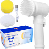 Escova De Limpeza Eletrica 5 Em 1 Giratoria 360 Multiuso Usb Kaizu Cor Branco