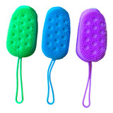 Escova De Silicone Para Banho Macia Com Suporte P Sabonete