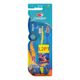 Escova Dental Macia Hot Wheels Condor Júnior Cabeça P Leve 2 Pague 1 Unidade