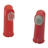 Escova Dental Tipo Dedal Com 2 Escovas Para Pets Vermelho