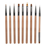Escova Gel Tips Builder 9 Peças Conjunto De Pincéis De Art