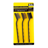Escova Limpeza Com Cabo Eda 3pçs Nylon Aço Latao
