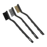 Escova Mini Em Aço Cabo Plastico Jogo C 3 Peças