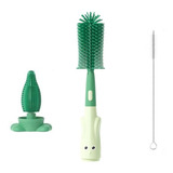 Escova Para Lavar Mamadeira Bico Copo Canudo 3pçs Silicone