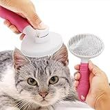 Escova Pelos Pet Automática Rasqueadeira Magica Para Cães E Gatos Com Cabo Texturizado De Alta Aderência -Rosa-