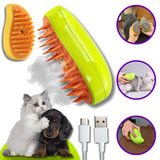 Escova Pet A Vapor 3 Em 1 Elétrica Spray Gatos Cães Tira Pelos