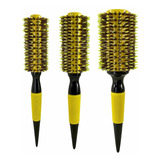 Escova Profissional Cabelo Kit Cerdas Mistas 3 Unidades