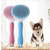 Escova Rasqueadeira Retira Pêlos Cão Gato Cachorro Auto Limpante Resistente Inox Confortável Azul