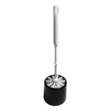 Escova Sanitária De Plastico 34cm Cabo Branco Suporte Preto