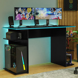 Escrivaninha Mesa Computador Gamer Preto azul