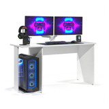 Escrivaninha Mesa Gamer Computador Notebook Estudo Trabalho Cor Branco Valorant Rofemar Moveis