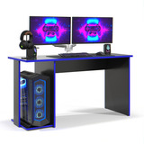 Escrivaninha Mesa Gamer Valorant Para Quarto De Jogos E Escritório Office Com Espaço Para Gabinete E Computador Cor Azul Mobilimobili