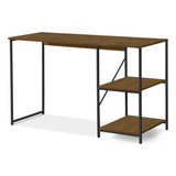 Escrivaninha Mesa Office Estudo Industrial Zafira Compacta Cor Preto imbuia