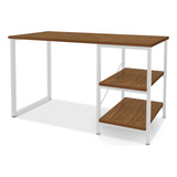 Escrivaninha Star Steel Mobile Star Mdf De 120cm X 74cm X 45cm Branco Imbuia