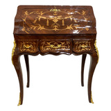 Escrivaninha Xerife Clássica Com Marchetaria 112x92x46cm