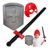 Escudo Espada Brinquedo Fantasia Herói Medieval Plástico Men