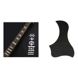 Escudo P Violão Folk Liso Preto Adesivo Floral Cruz Prata