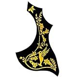 Escudo Para Violão Folk Adesivo Autocolante Floral Dourado
