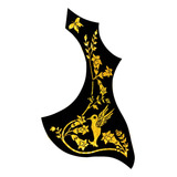 Escudo Protetor Preto Floral Dourado Autocolante P Violão
