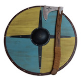 Escudo Viking E Machado Medieval Decorativo
