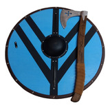 Escudo Viking Lagherta E Machado Medieval Decorativo